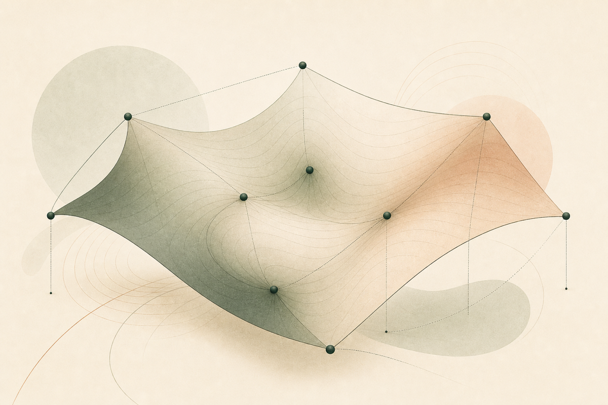 Abstract illustration of a smooth interpolating surface passing through control points